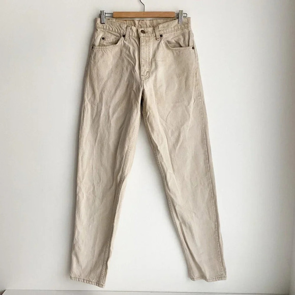 Vintage Light Beige Khaki High Rise Tapered Leg Jeans 31 - Picture 1 of 8